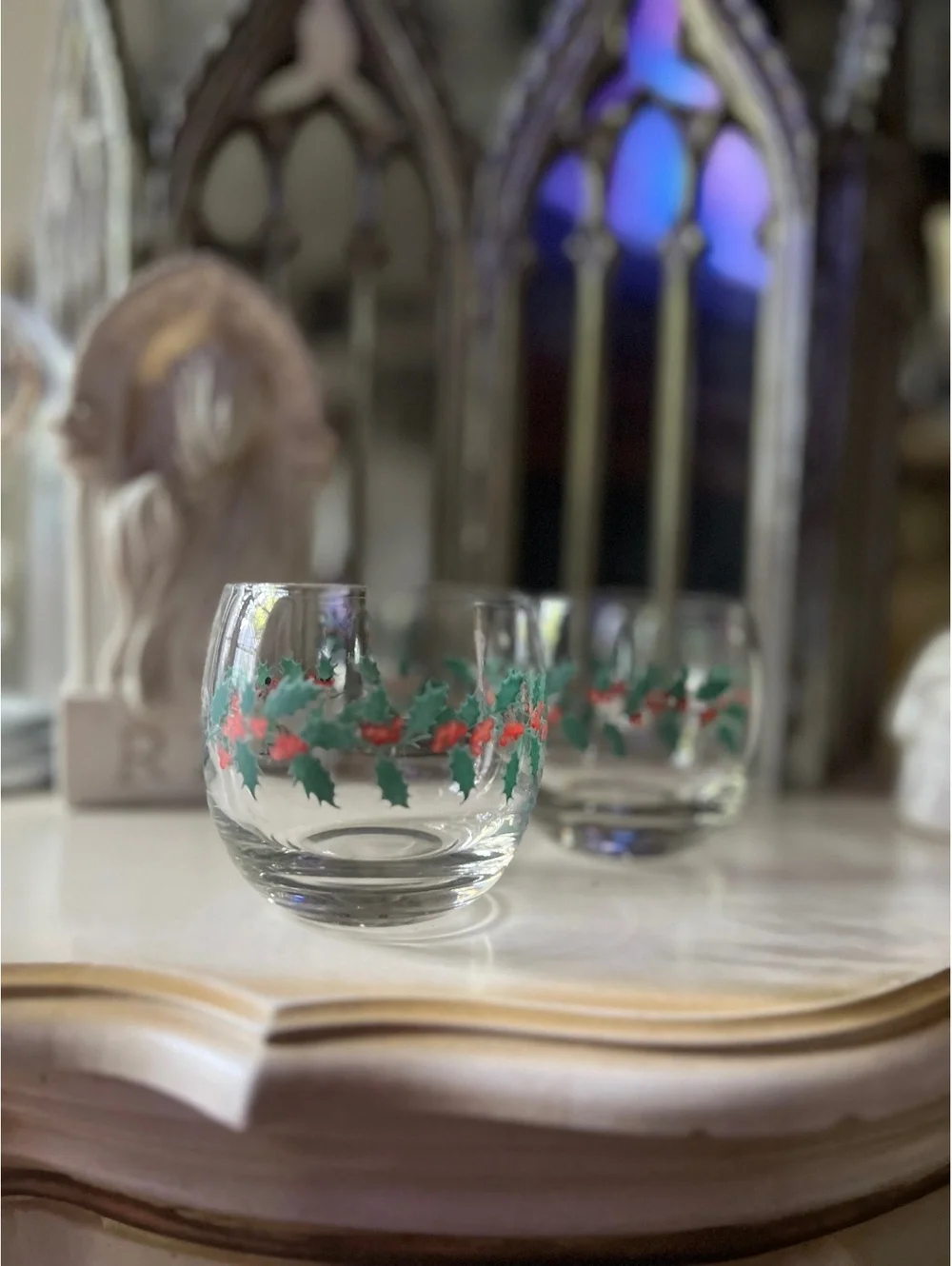 Rubel mid-century Christmas roly-poly glasses